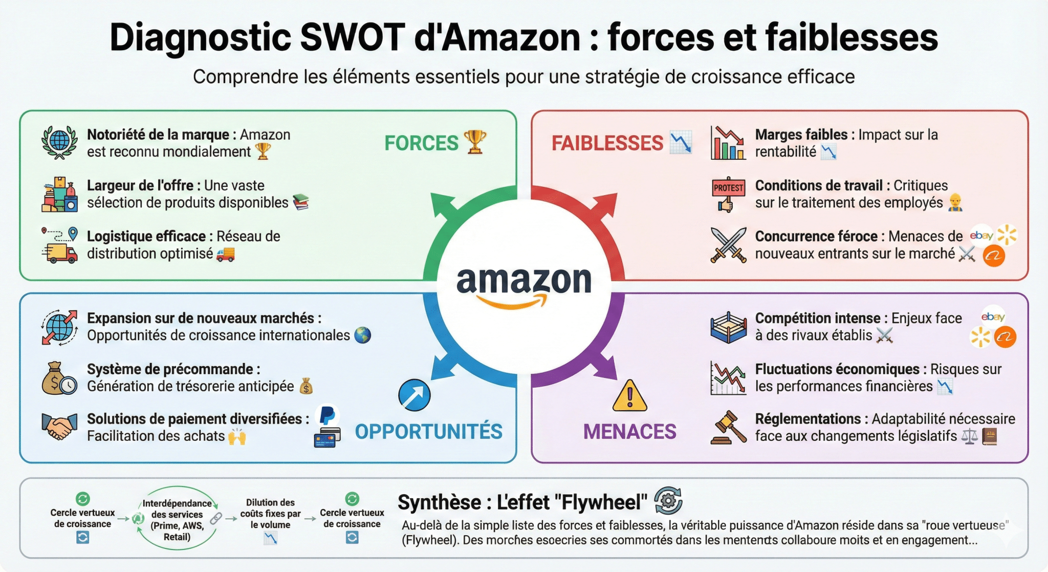 Diagnostic SWOT d'Amazon forces et faiblesses