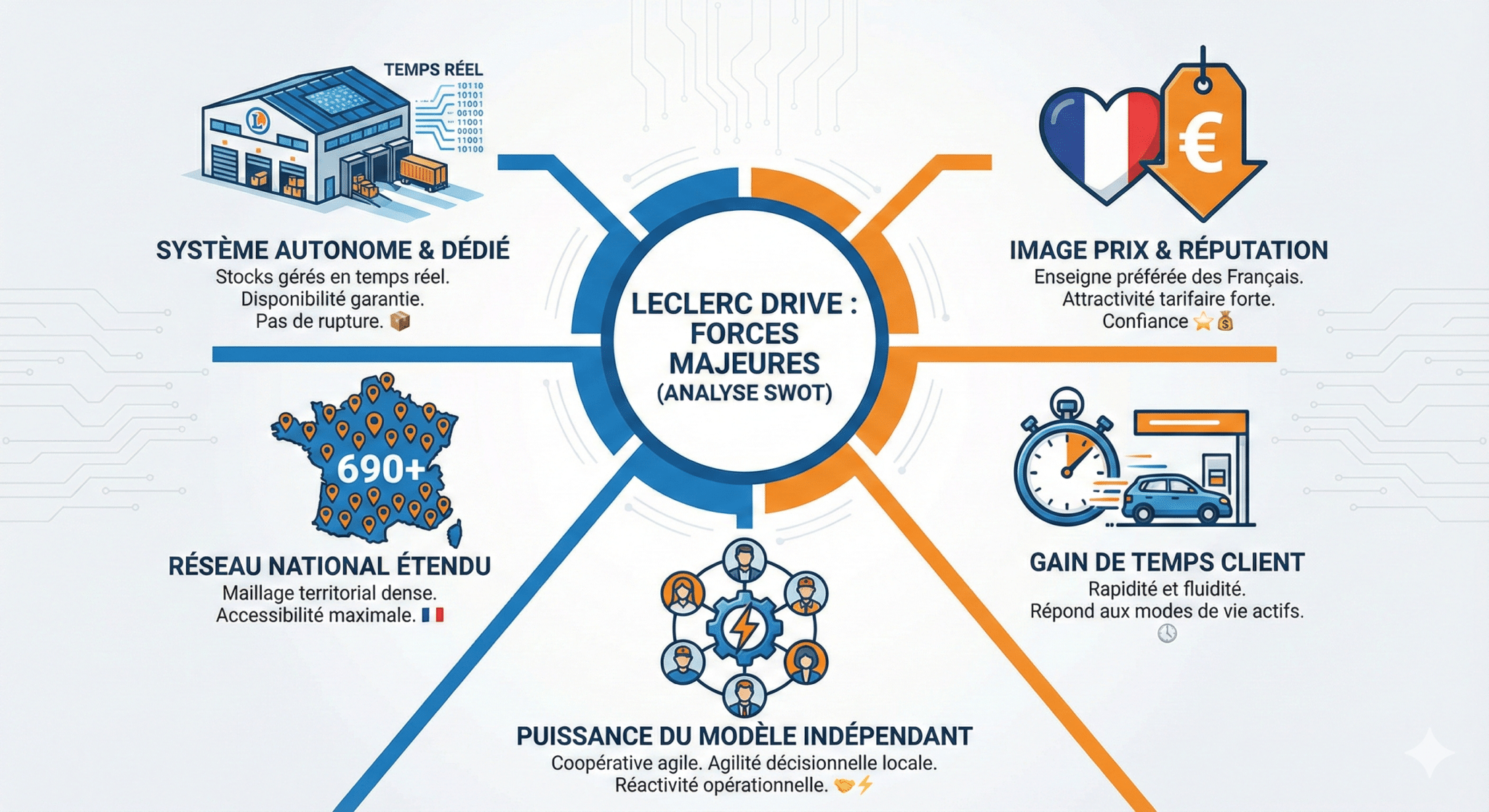 Forces majeures de Leclerc Drive dans l’analyse SWOT