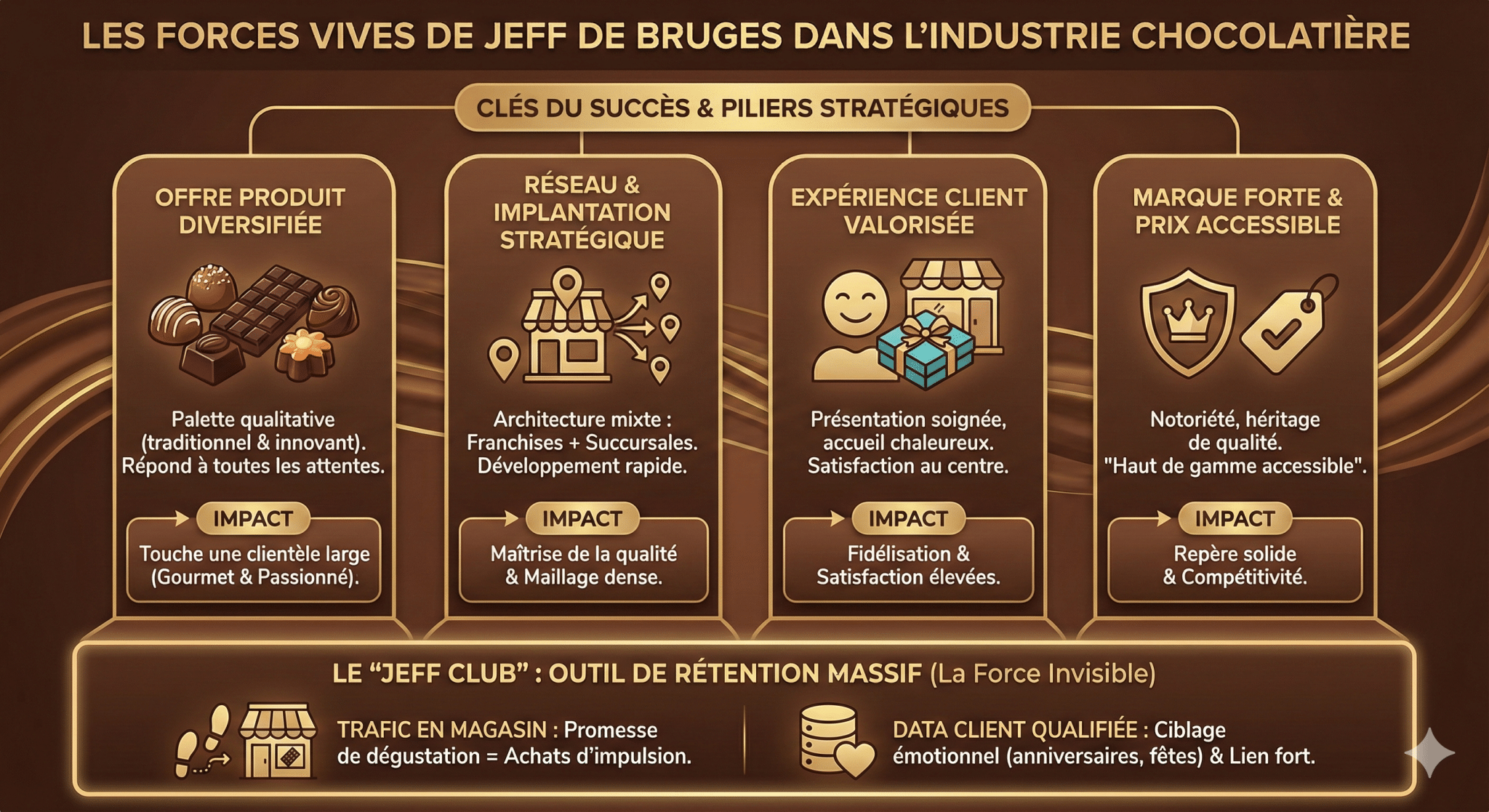 A key characteristic of Jeff de Bruges lies in its dual identity. While the headquarters and marketing strategy are managed from France, production remains rooted in Belgium. This duality allows the brand to assert the legitimacy of Belgian expertise (renowned for its praline and the quality of its cocoa butter) while applying a touch of French creativity (often less sweet and more daring in its recipes). This hybrid positioning,