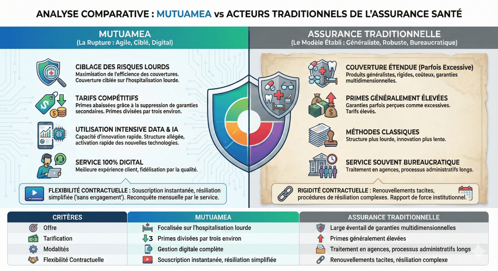 Analyse comparative avec les acteurs traditionnels de l’assurance santé