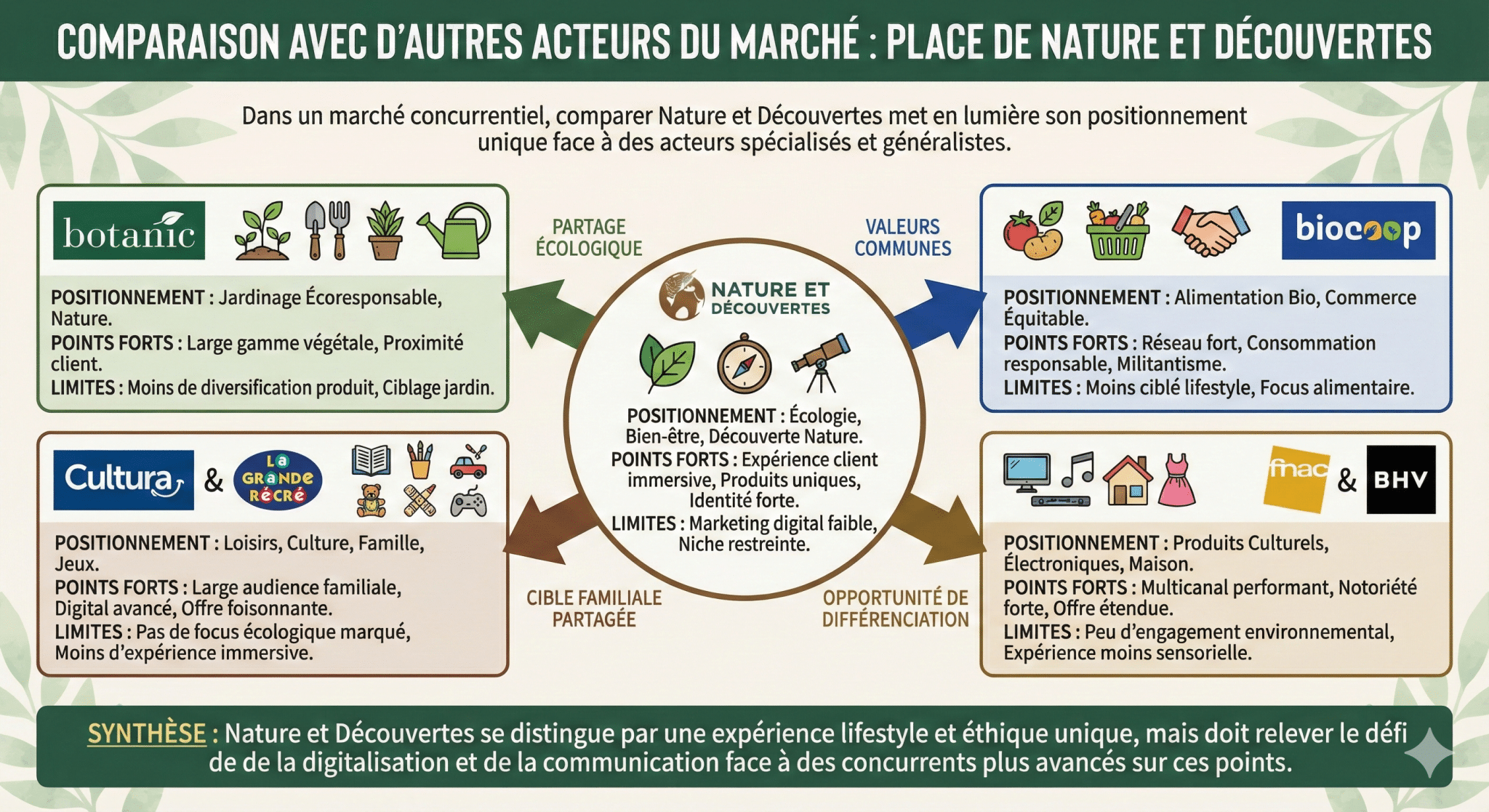 Comparaison avec d’autres acteurs du marché place de Nature et Découvertes