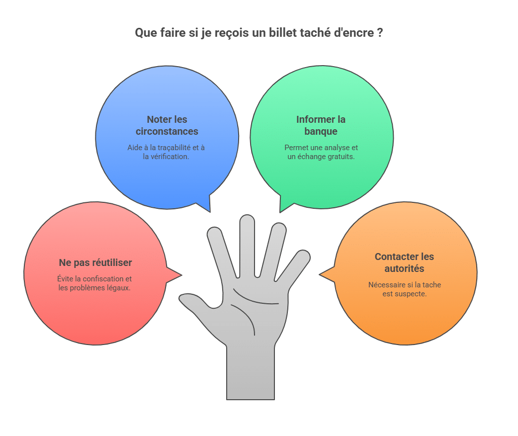 यदि मैं को कोई दाग वाला नोट प्राप्त होता है तो मुझे क्या करना चाहिए?