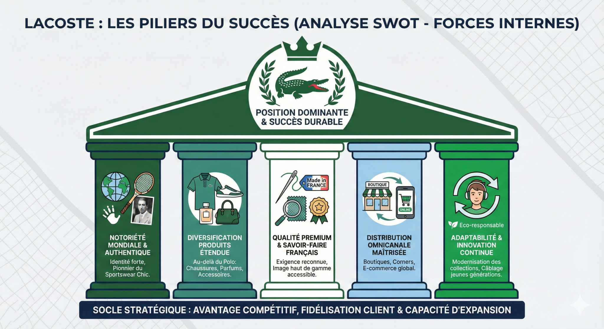 Forces déterminantes dans l’analyse SWOT de Lacoste et leur rôle dans le succès