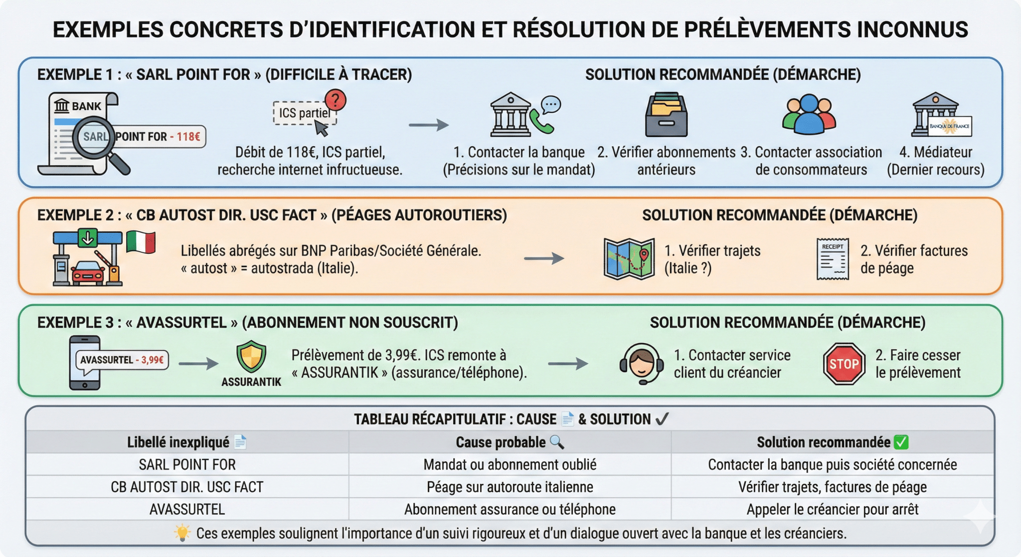 Exemples concrets d’identification et résolution de prélèvements inconnus