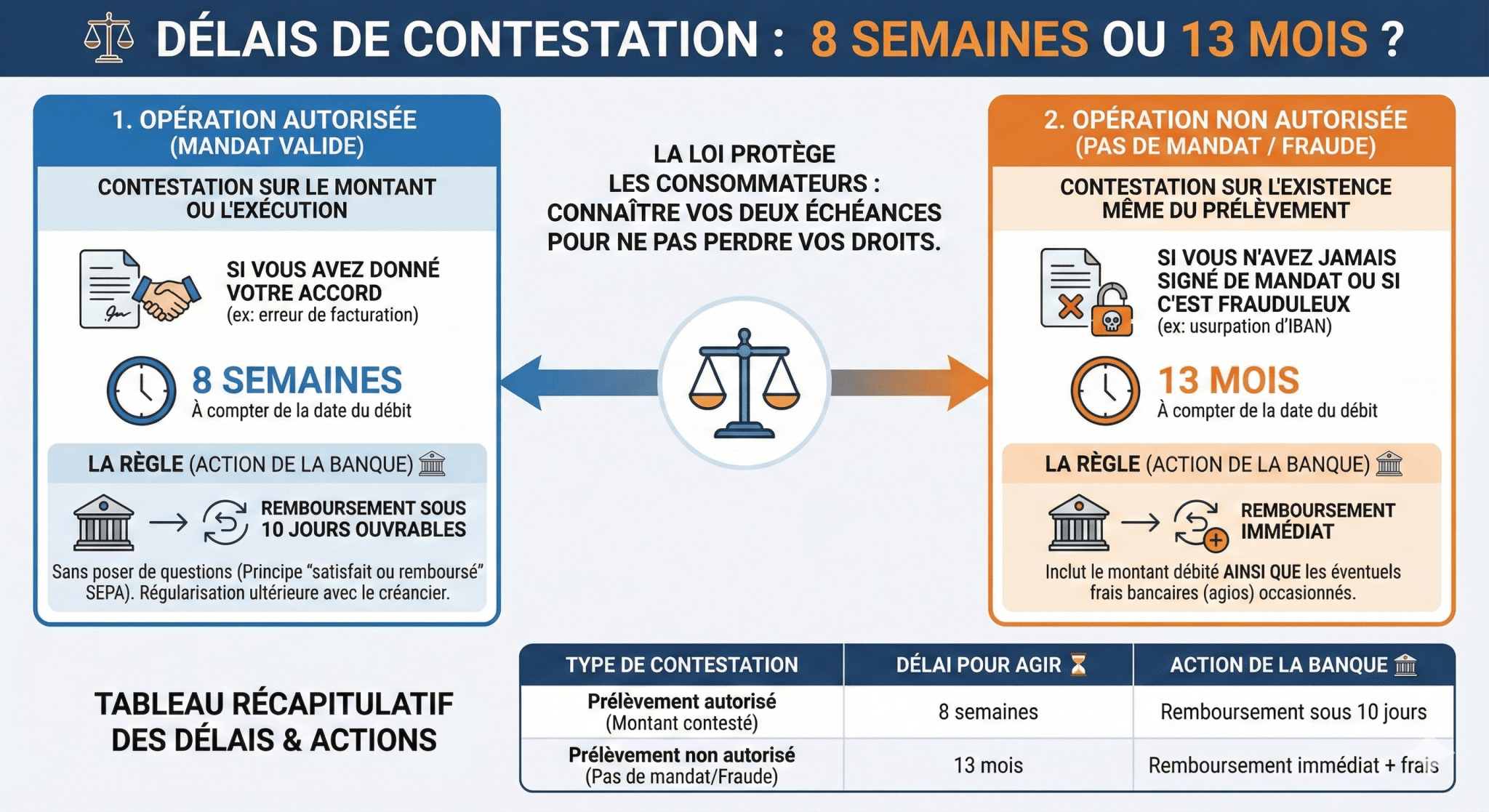 ⚖️ Délais de contestation 8 semaines ou 13 mois
