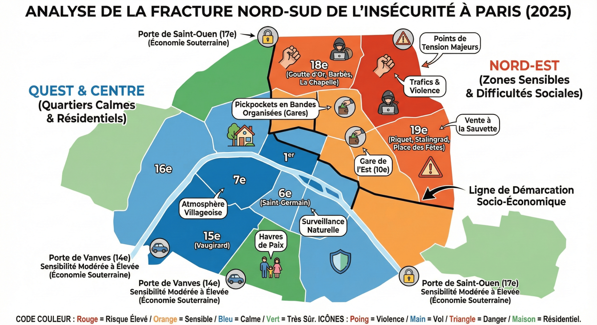 Analyse approfondie de la carte quartier dangereux Paris comprendre la fracture Nord-Sud