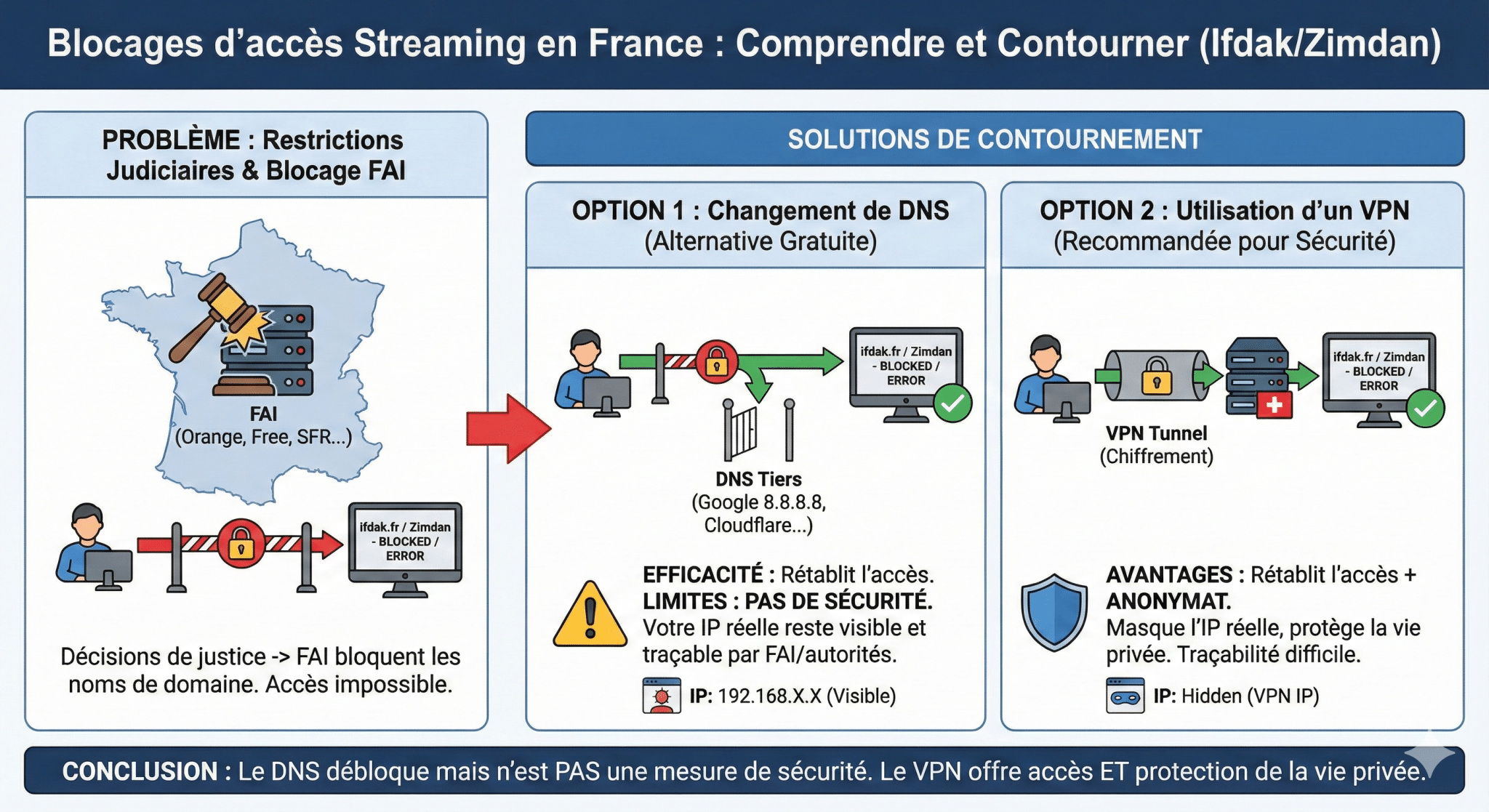 Blocages d’accès en France et utilisation recommandée du VPN pour ifdak et Zimdan